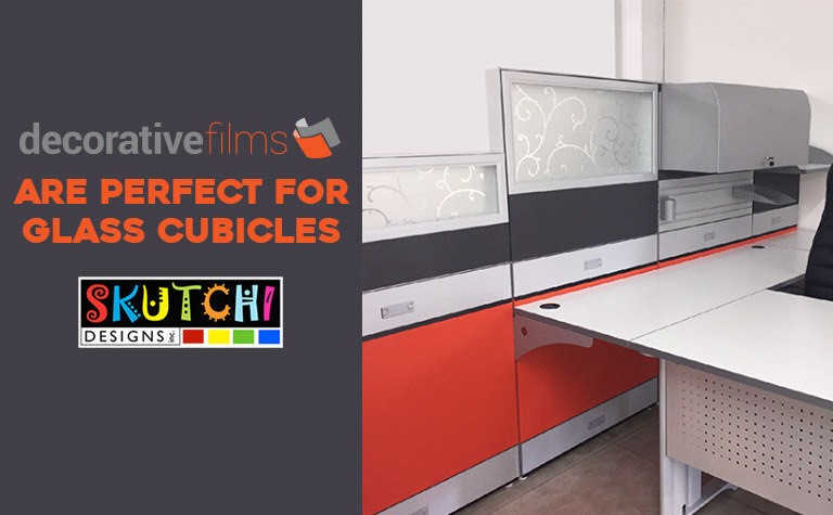 Glass cubicles with decorative films